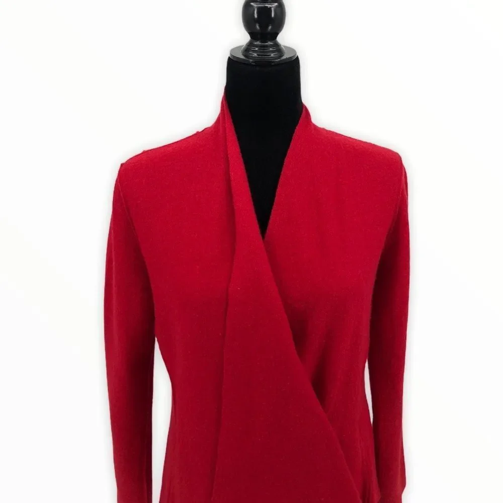 Eileen Fisher Lightweight Red Boiled Wool Cardigan Jacket size XS Long Sleeve